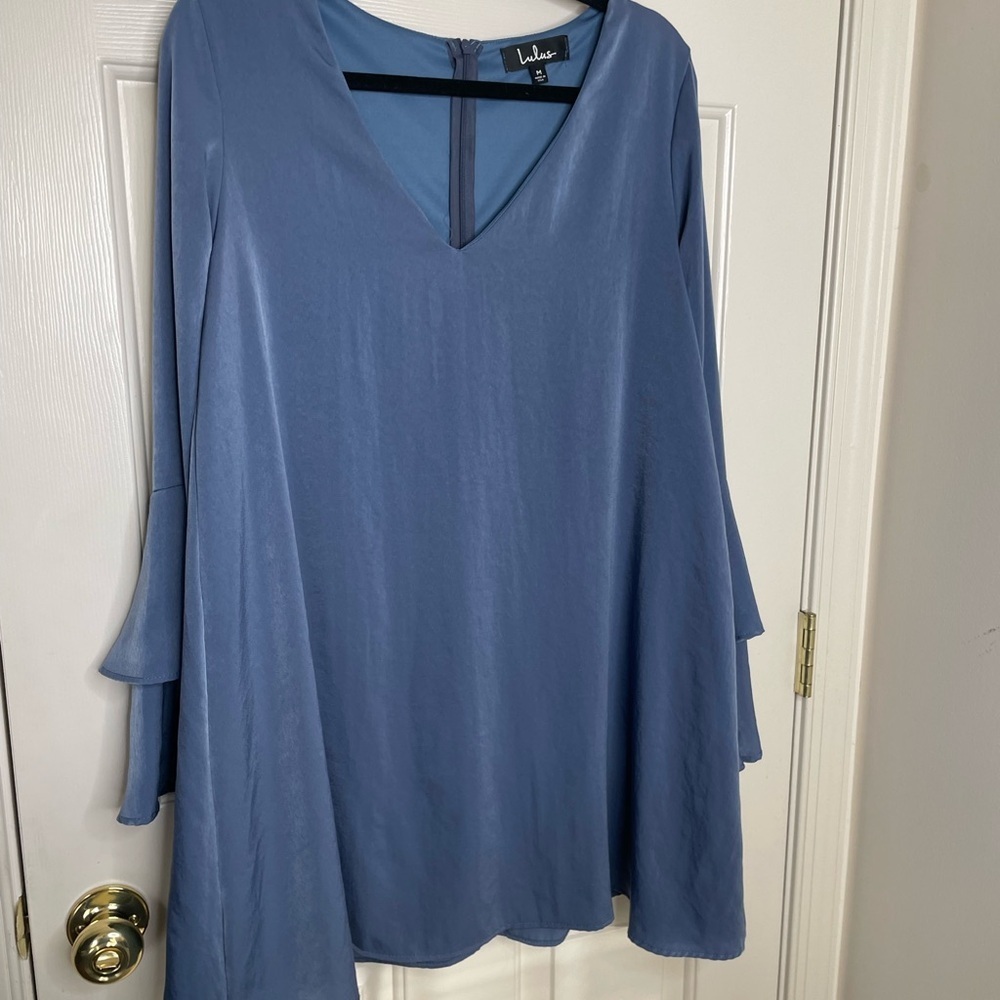Lulu's Blue Ruffle Sleeve Top | M - Picture 8 of 12